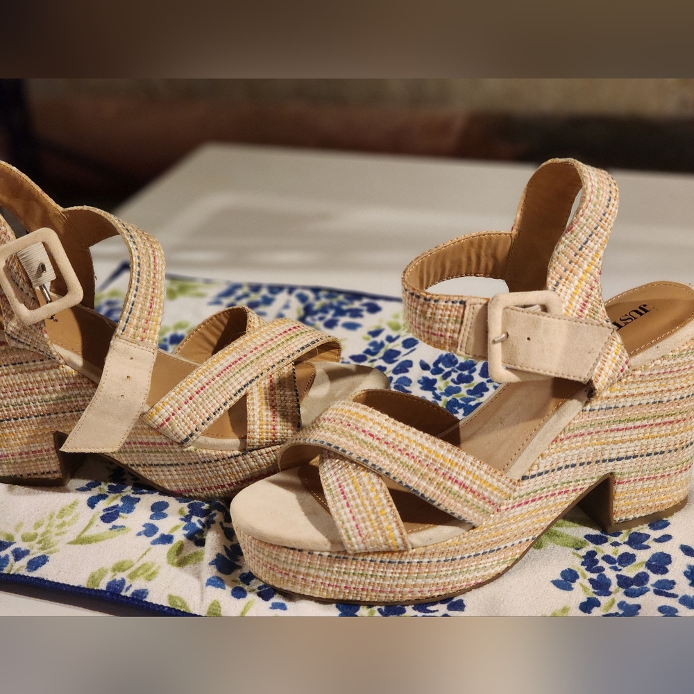 Brand new Just Fab heeled Espadrille sandals